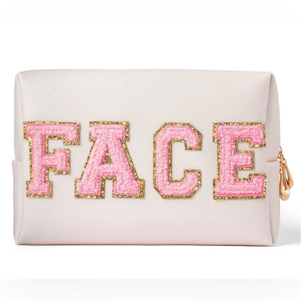 Preppy Chenille Letters Patch Hair Face Skin Travel Bag - Picture 4 of 6